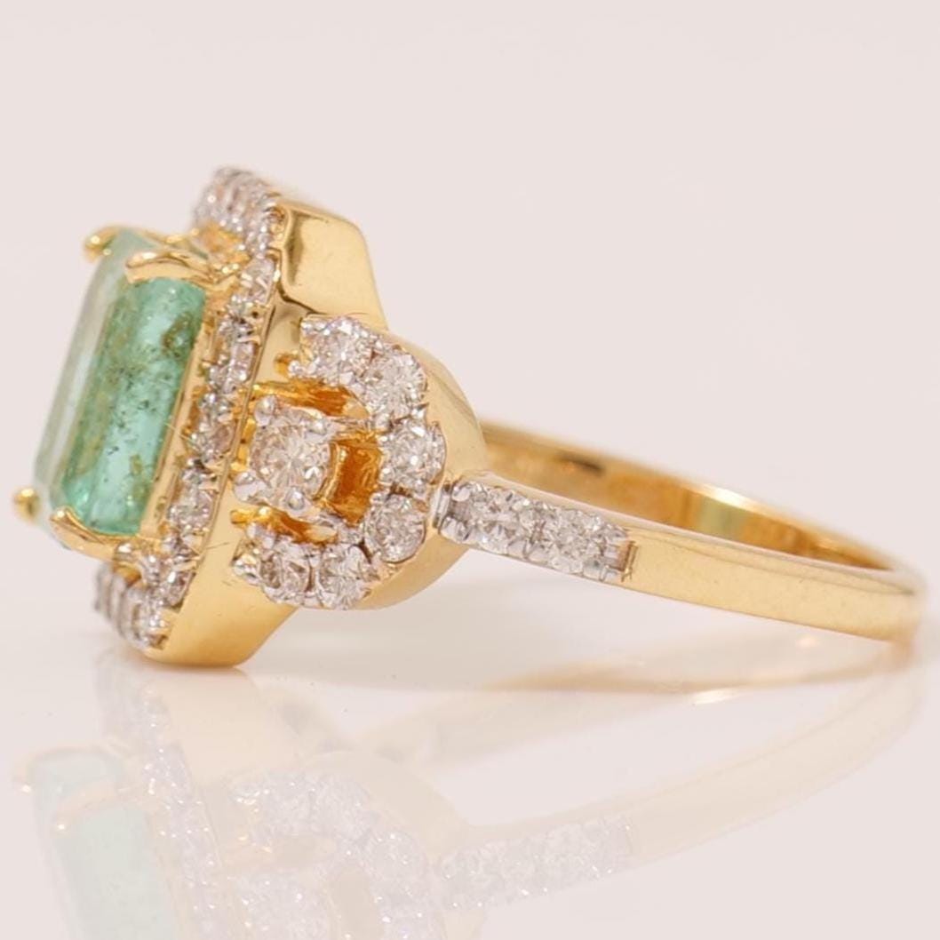 Emerald Cut Green Natural Diamond Ring