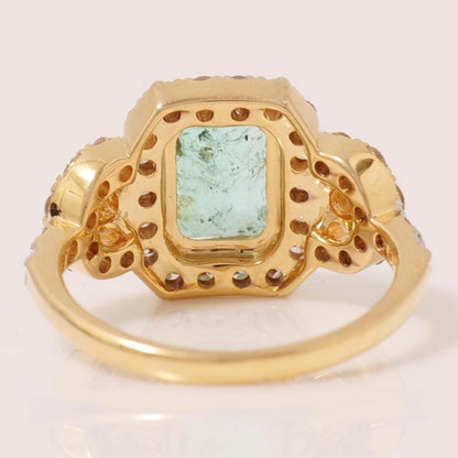 Emerald Cut Green Natural Diamond Ring