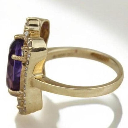 Oval Amethyst Diamond Halo Ring