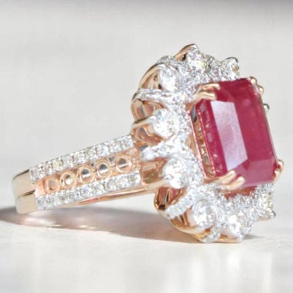 Emerald Cut Ruby Diamond Ring