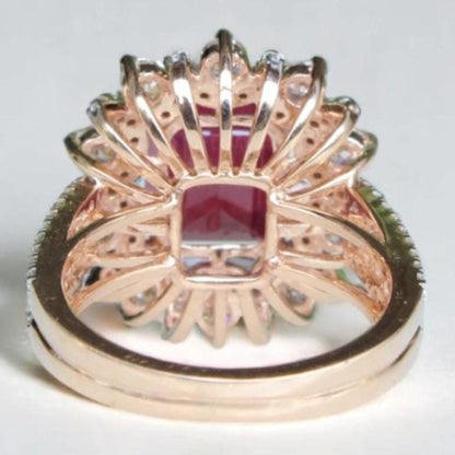 Emerald Cut Ruby Diamond Ring