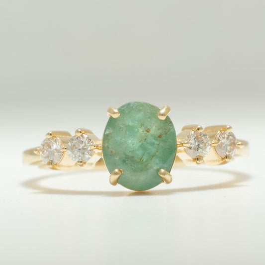 Oval Emerald Diamond Engagement Ring