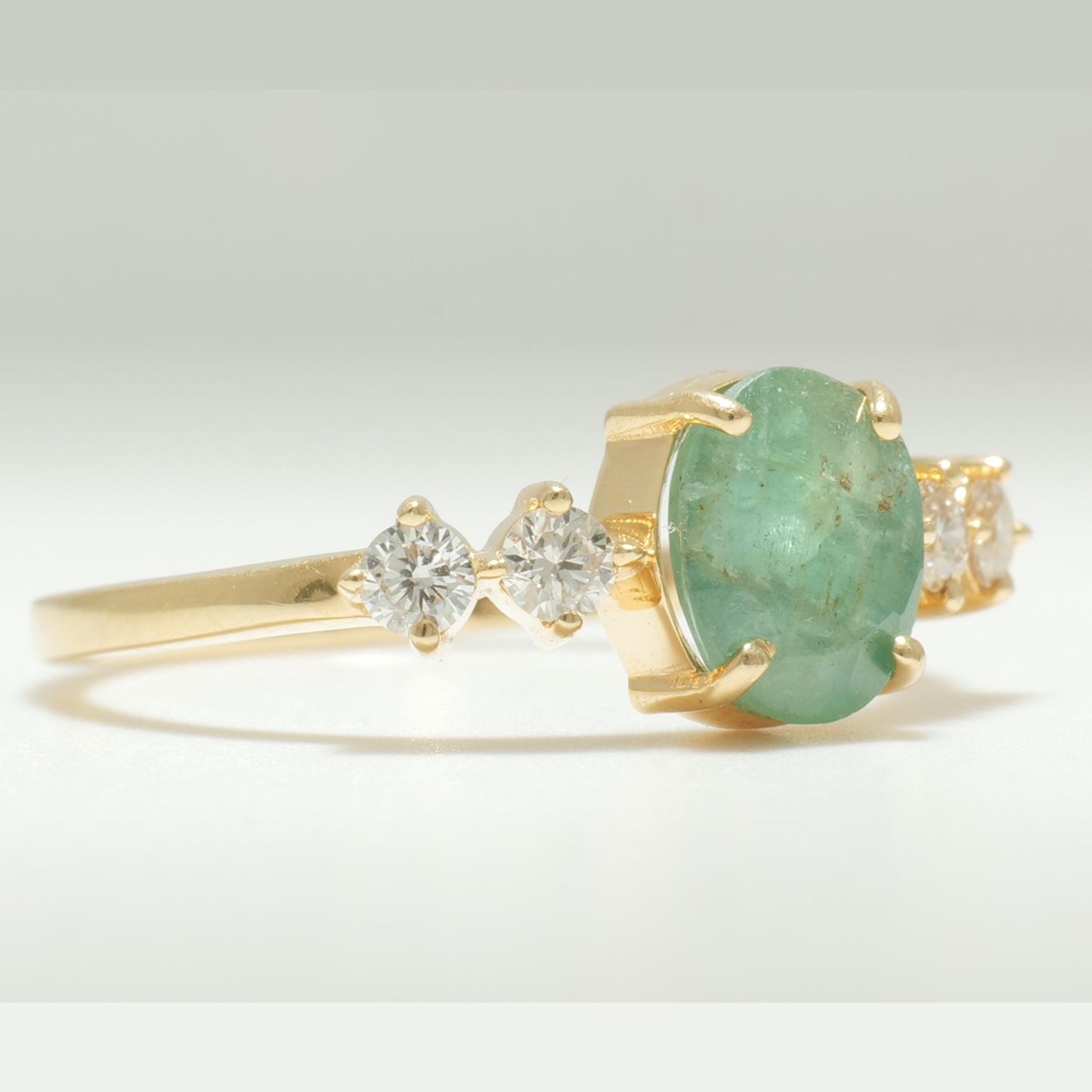 Oval Emerald Diamond Engagement Ring