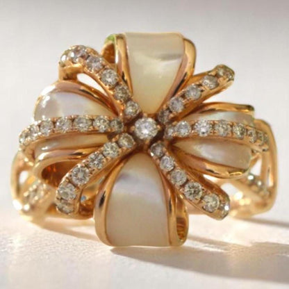 Mother of Pearl Natural Diamond Cocktail Ring
