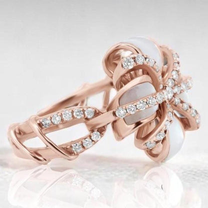 Mother of Pearl Natural Diamond Cocktail Ring