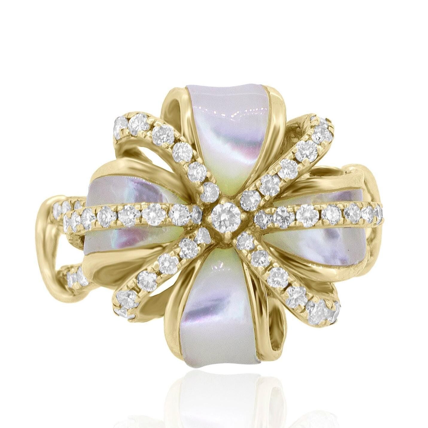 Mother of Pearl Natural Diamond Cocktail Ring