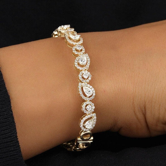 Teardrop Natural Diamond Bridal Stackable Bracelet