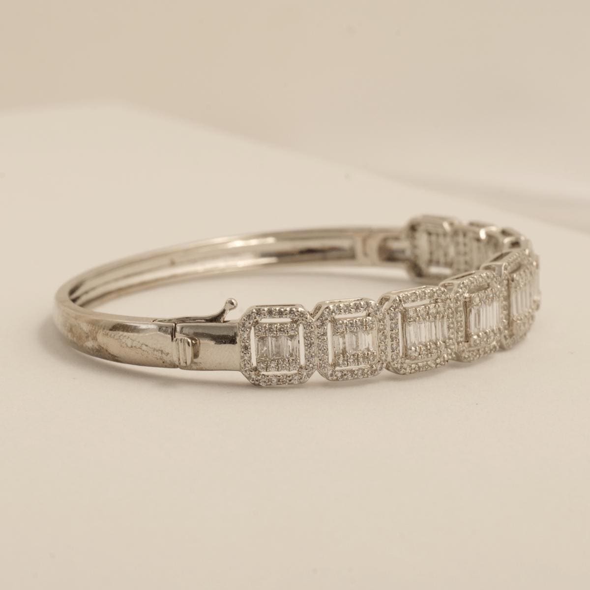 Square Halo Natural Diamond Bridal Bracelet