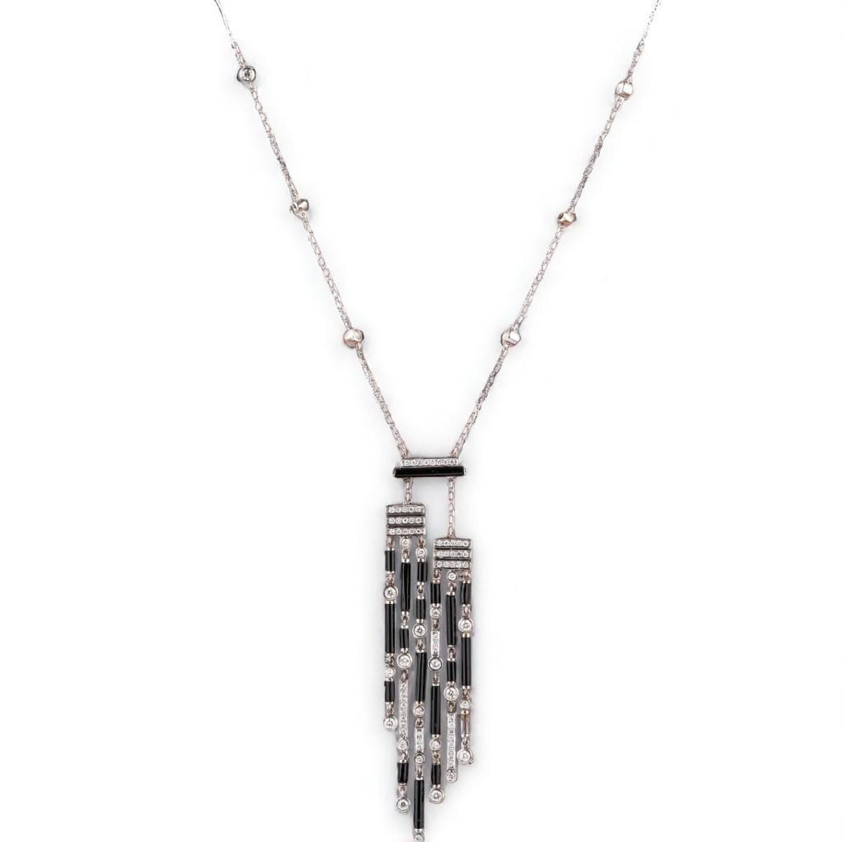 Diamond Tassel Necklace With Earrings