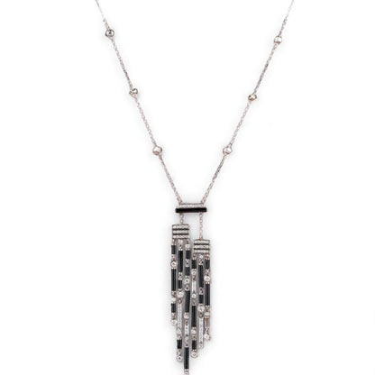 Diamond Tassel Necklace With Earrings