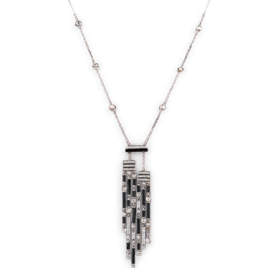 Diamond Tassel Necklace With Earrings