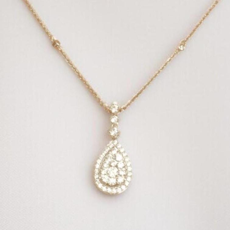 Halo Teardrop Diamond Necklace