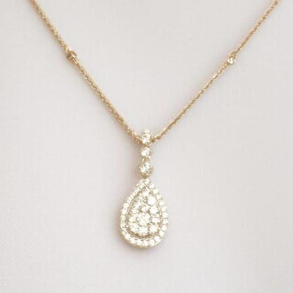 Halo Teardrop Diamond Necklace