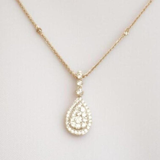 Halo Teardrop Diamond Necklace