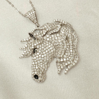 Horse Diamond Pendant Necklace