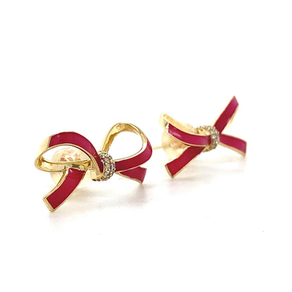 Kids Ribbon Diamond Stud Earrings