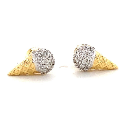 Kids Cone Ice Cream Diamond Stud Earrings