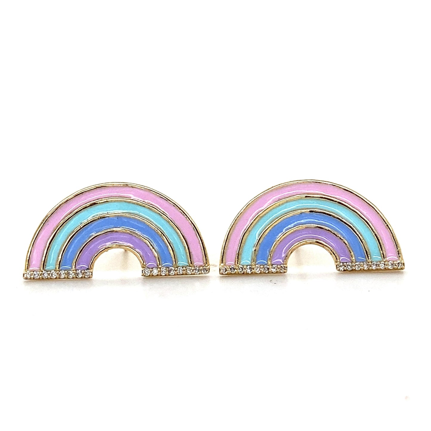 Kids Rainbow Diamond Stud Earrings
