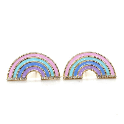 Kids Rainbow Diamond Stud Earrings