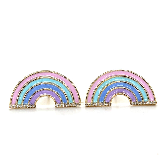 Kids Rainbow Diamond Stud Earrings