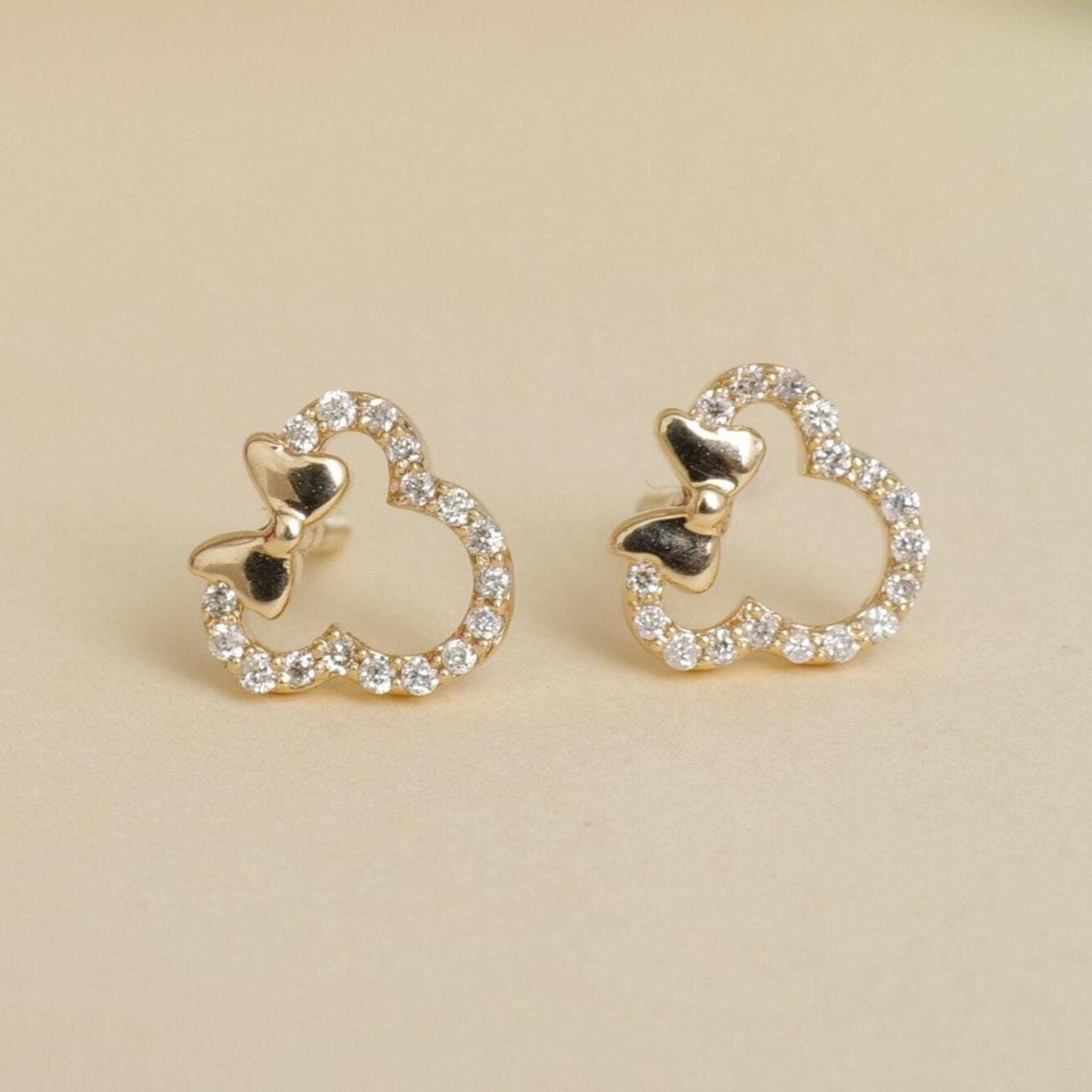 Kids Minnie Mouse Natural Diamond Earrings