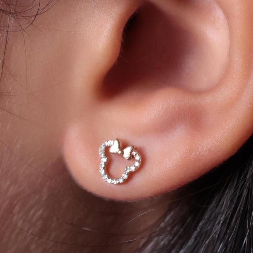 Kids Minnie Mouse Natural Diamond Earrings