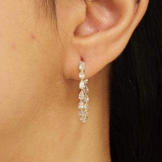 Teardrop Diamond Hoop Earrings