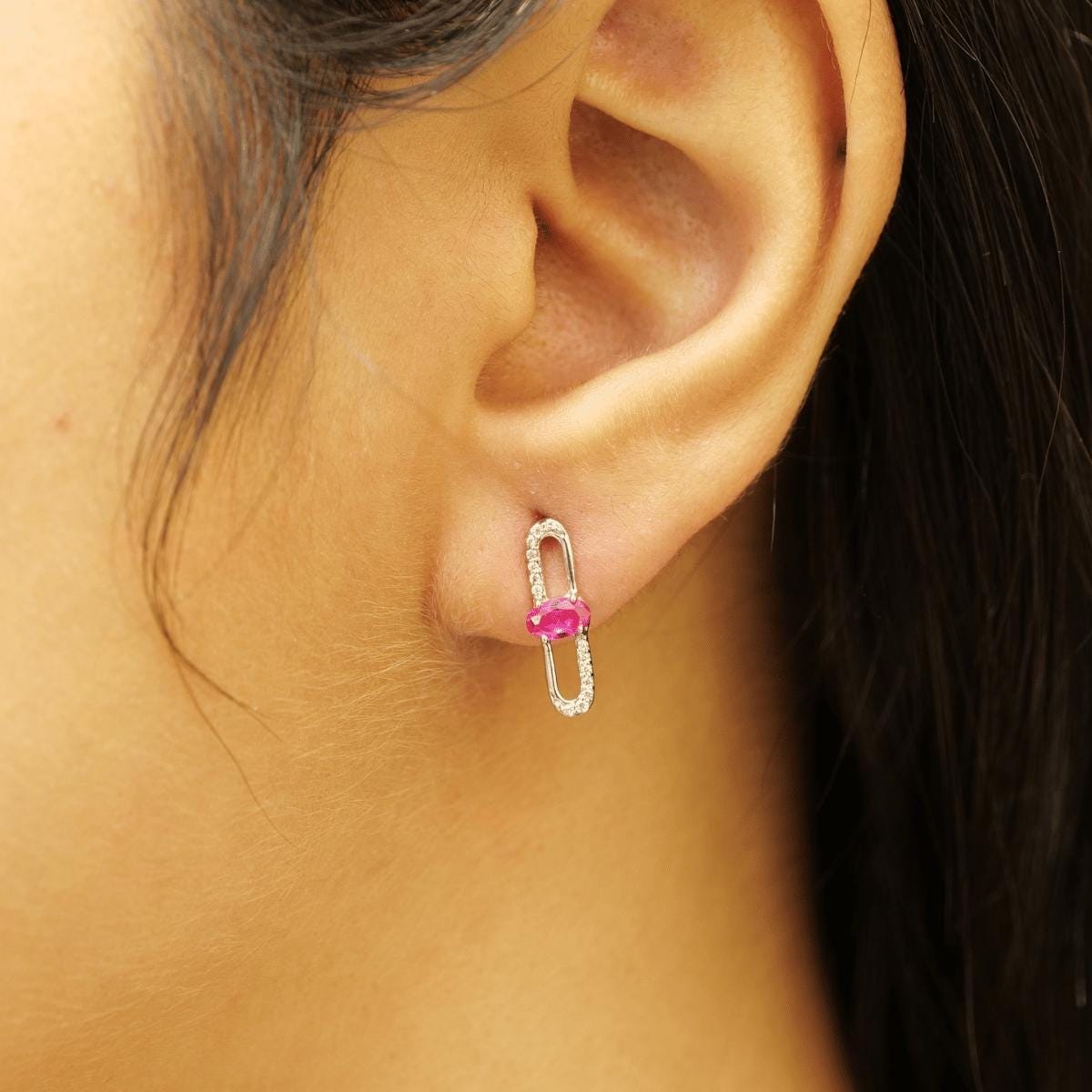 Paperclip Ruby Stud Earrings