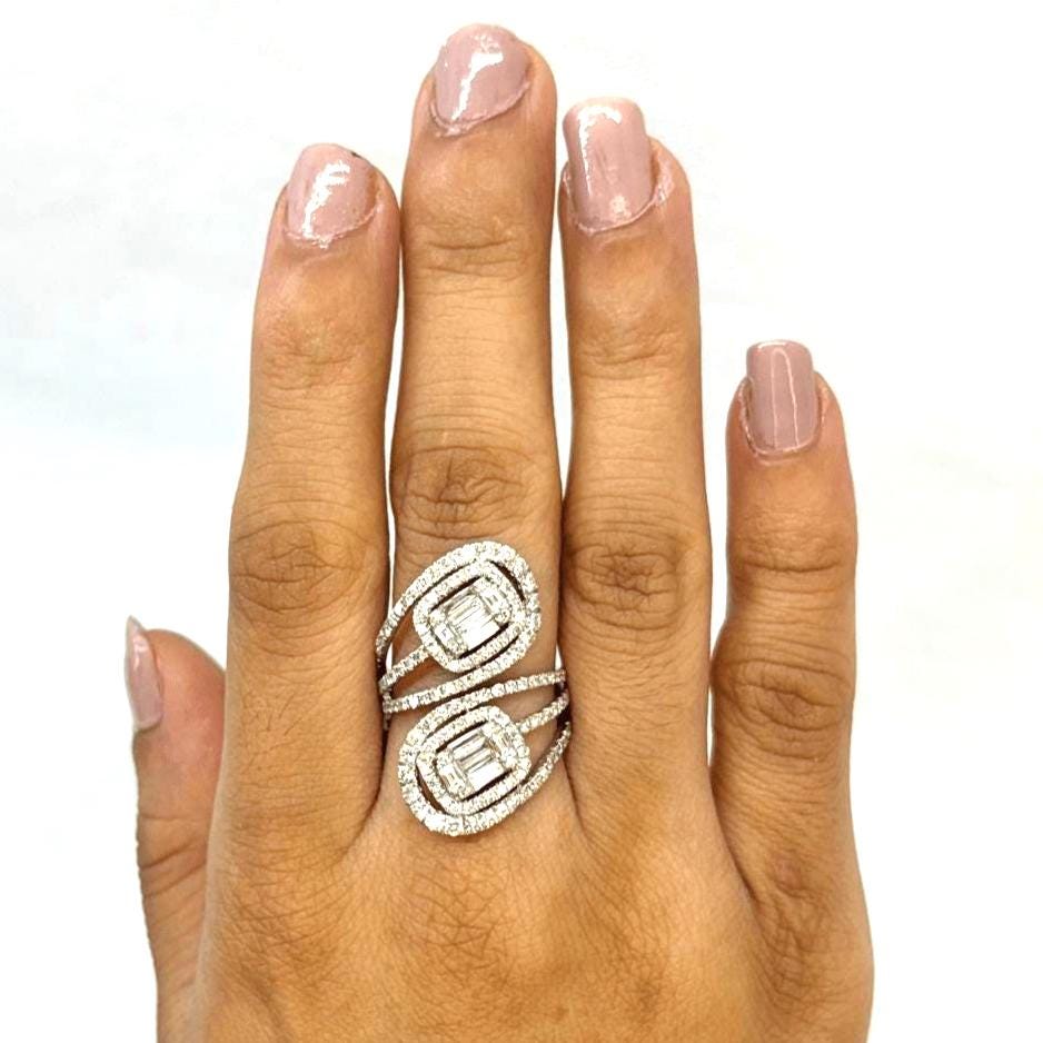 Swirl Diamond Bypass Ring