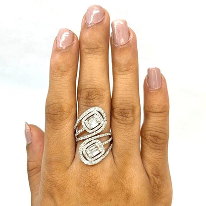 Swirl Diamond Bypass Ring