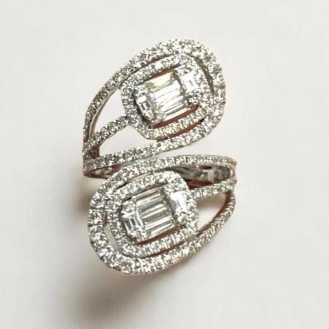Swirl Diamond Bypass Ring
