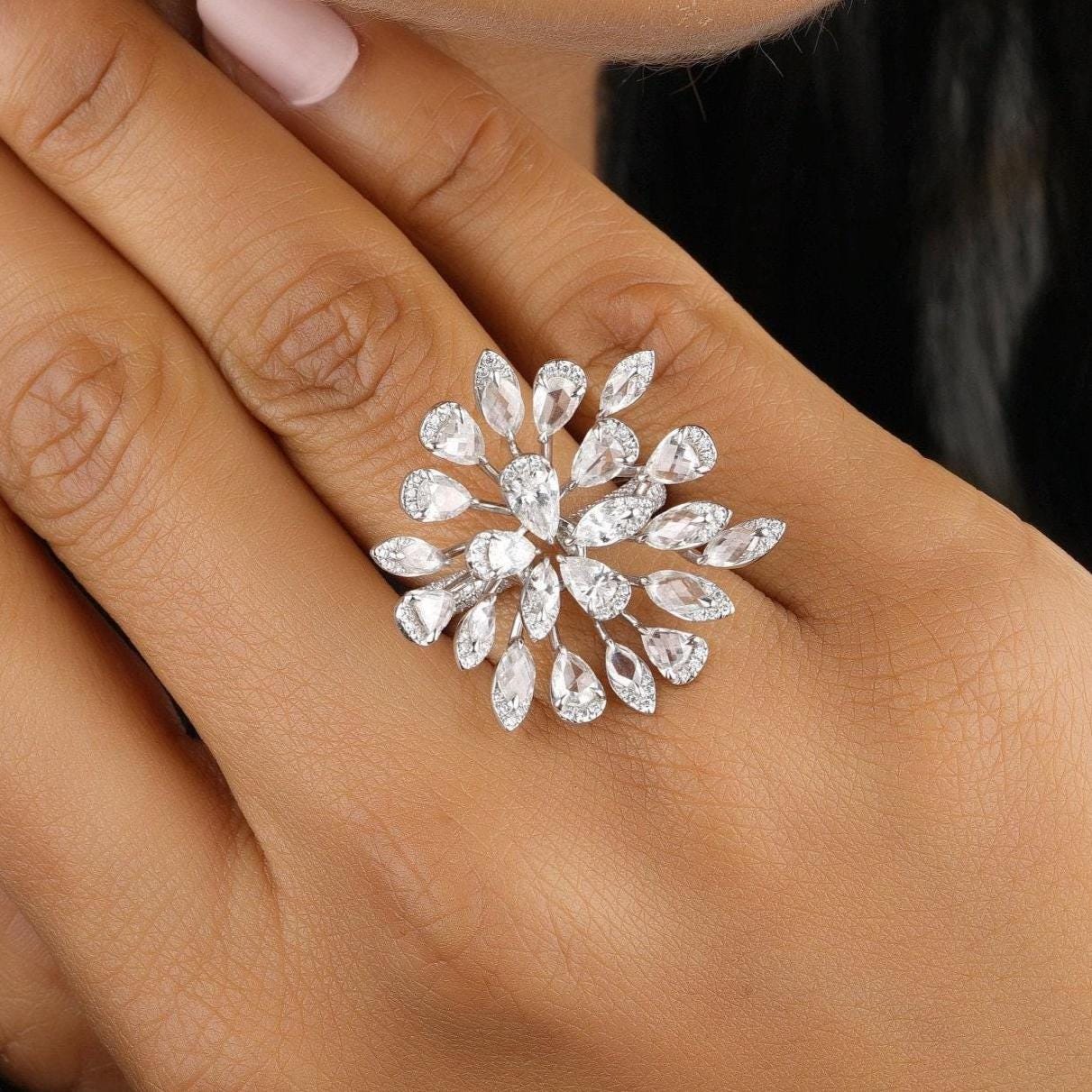 Peacock Feather Diamond Ring