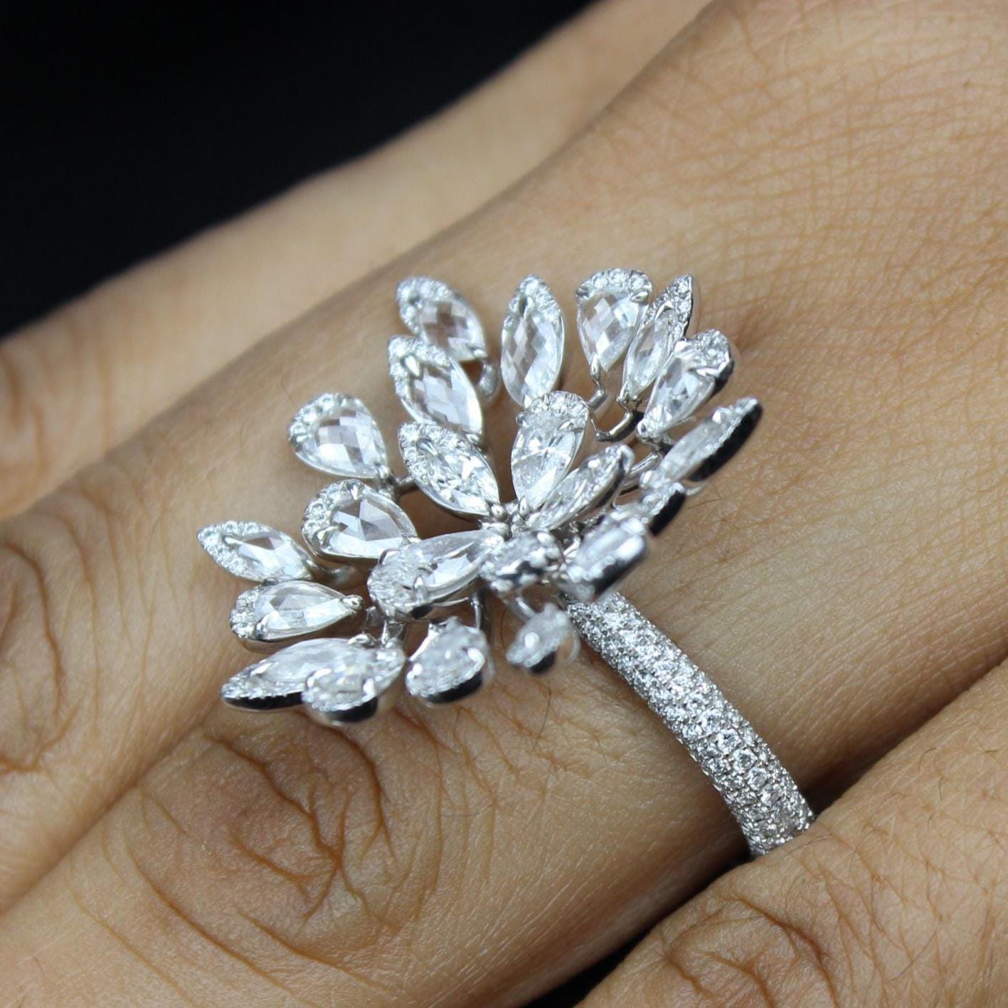 Peacock Feather Diamond Ring