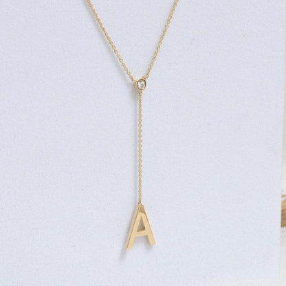 Personalized Bold Initial Lariat Diamond Necklace