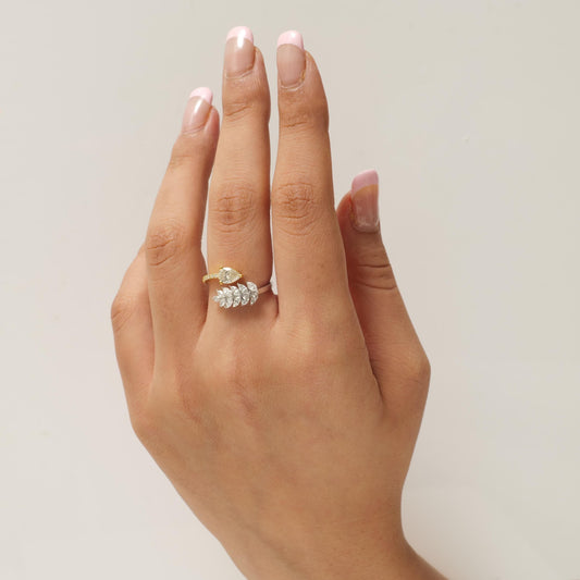 Pear Leaf Diamond Ring