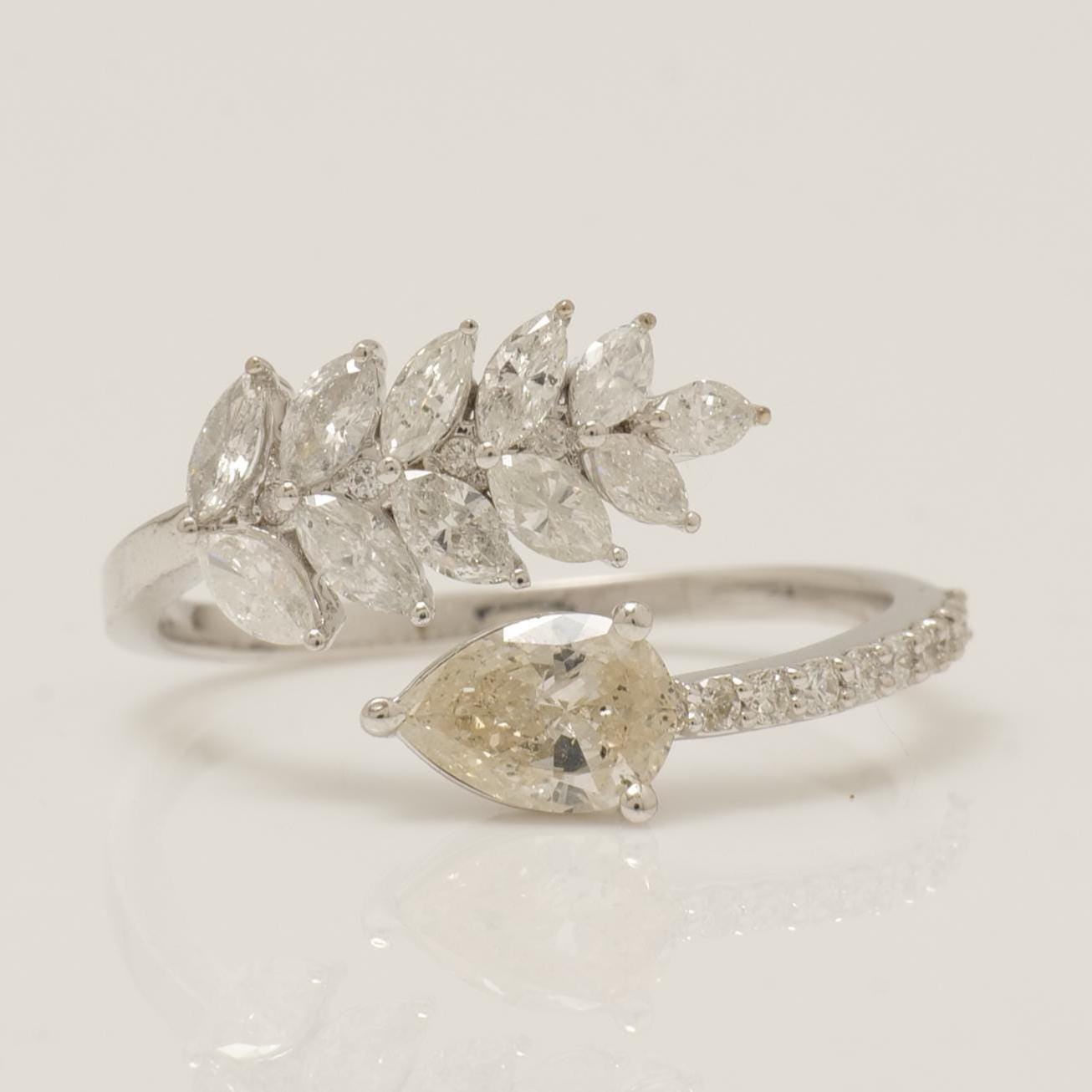 Pear Leaf Diamond Ring