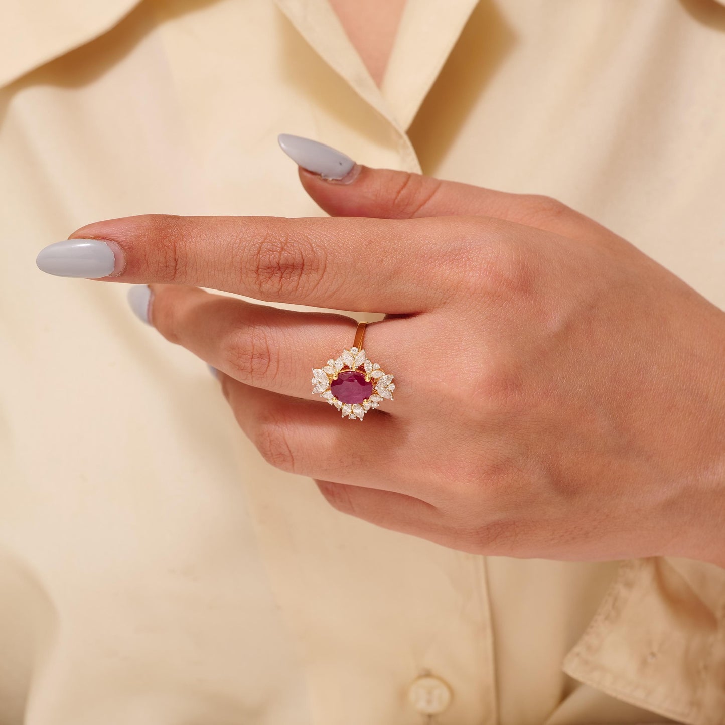 Oval Ruby Diamond Ring