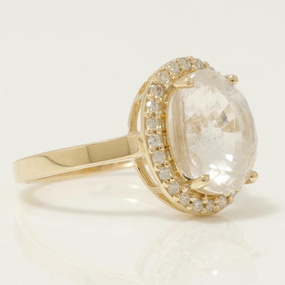 White Sapphire Oval Halo Diamond Ring