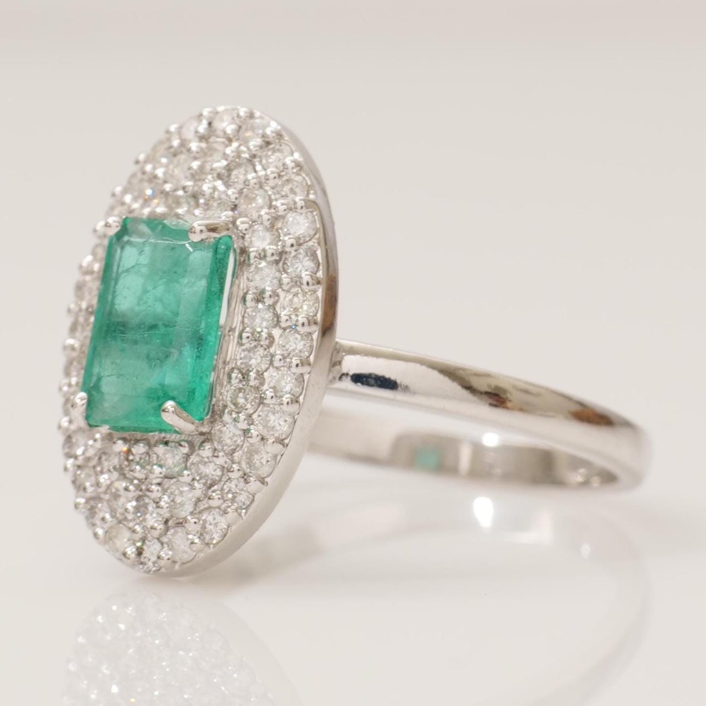 Emerald Cut Emerald Gemstone Diamond Ring