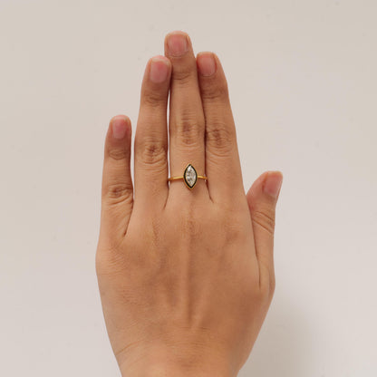 Marquise Diamond Enamel Halo Ring
