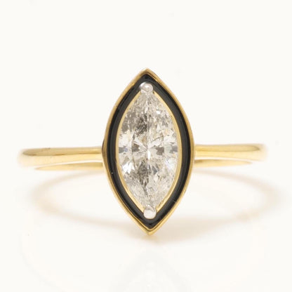 Marquise Diamond Enamel Halo Ring