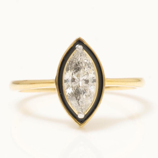 Marquise Diamond Enamel Halo Ring
