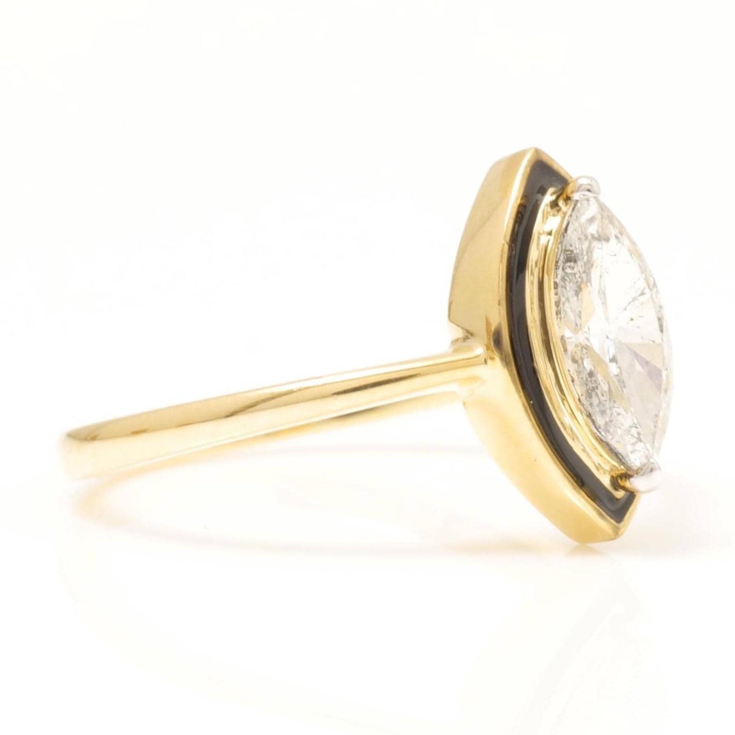 Marquise Diamond Enamel Halo Ring