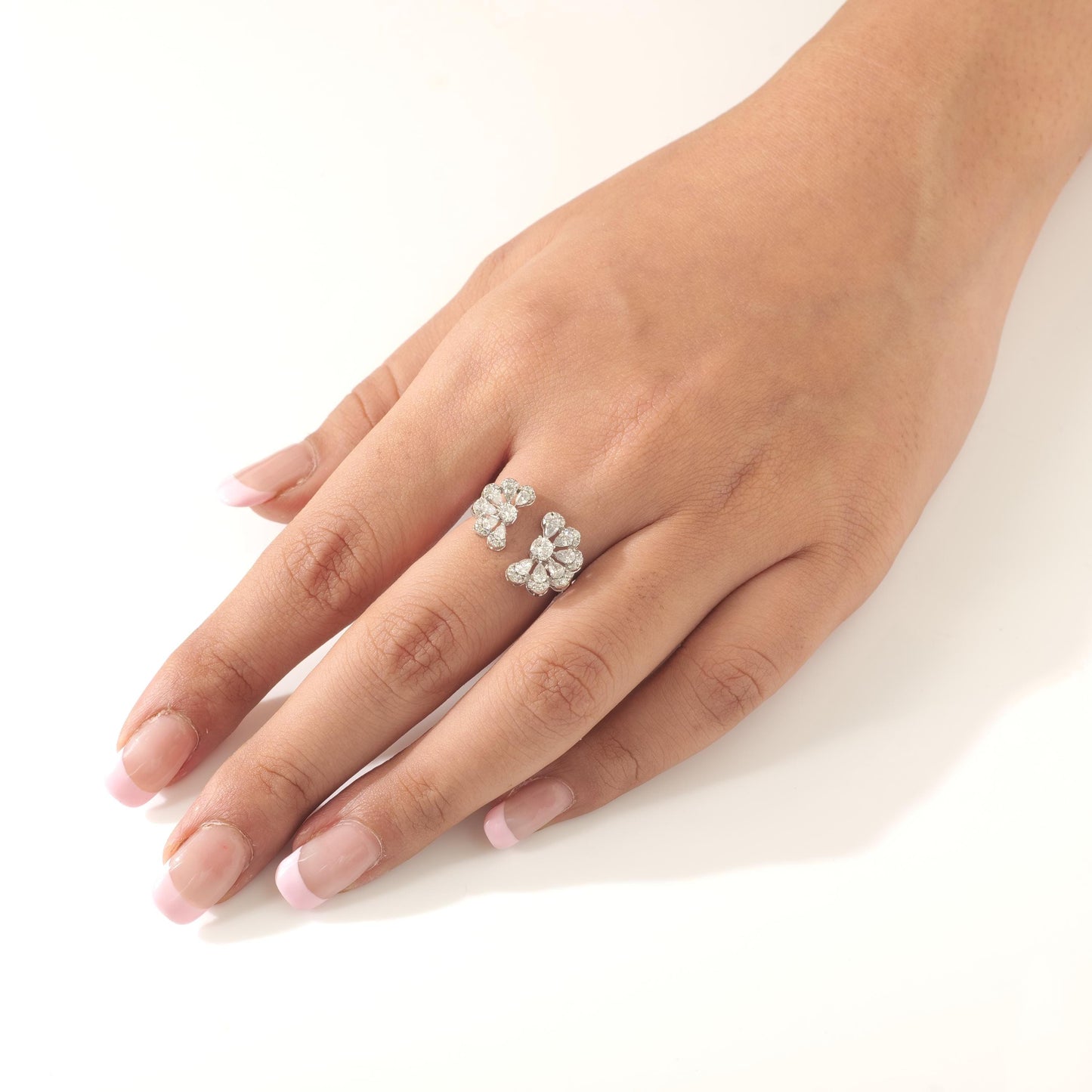Floral Pear Diamond Ring