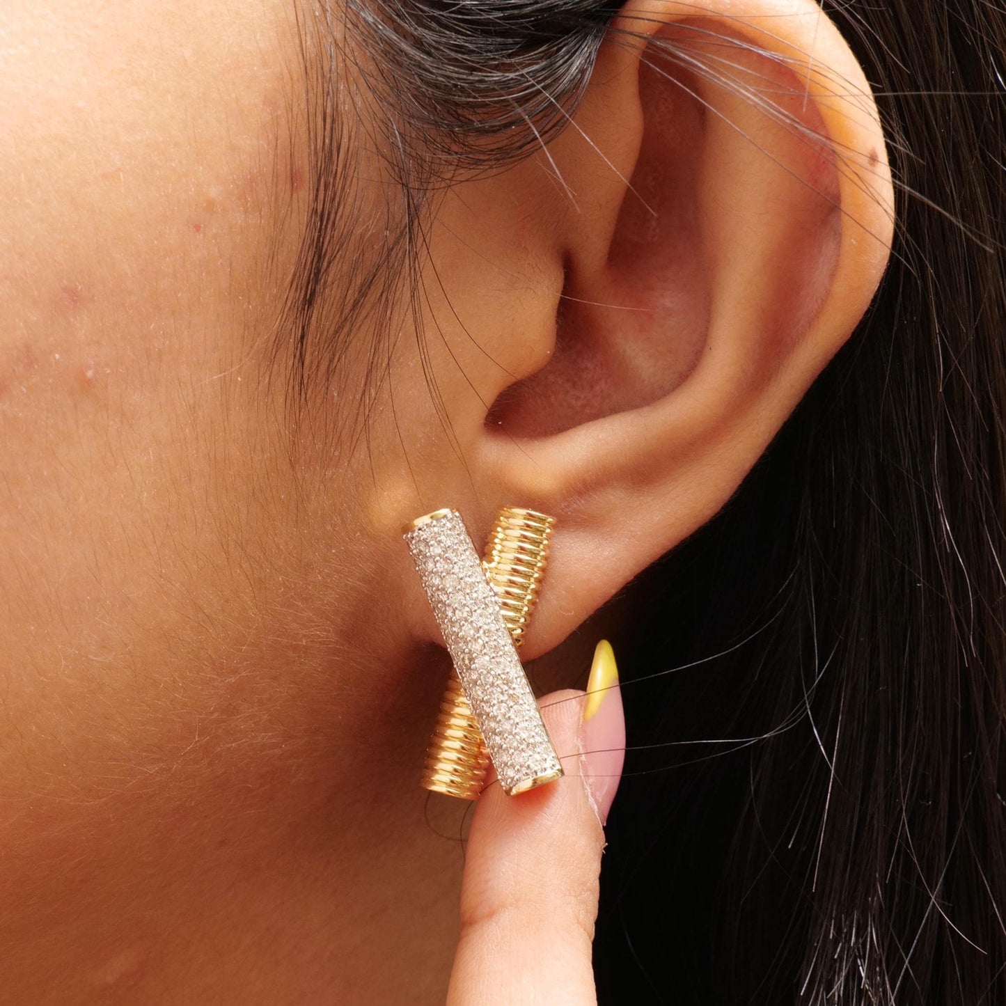X Bar Diamond Stud Earrings