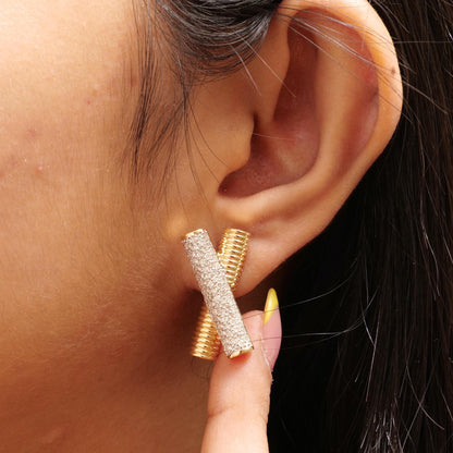 X Bar Diamond Stud Earrings