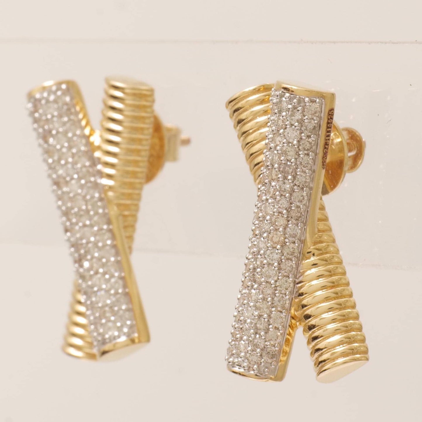X Bar Diamond Stud Earrings