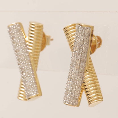 X Bar Diamond Stud Earrings