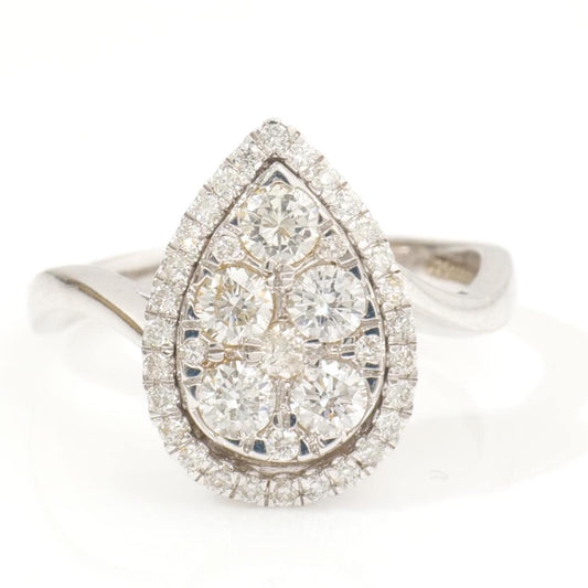 Pear Halo Diamond Ring