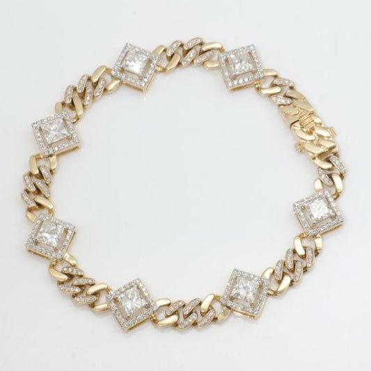 Square Halo Natural Diamond Wedding Tennis Bracelet